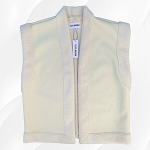 Steve Madden Bone White Faux Leather & Shearling Oversized Vest ~ Women’s Medium